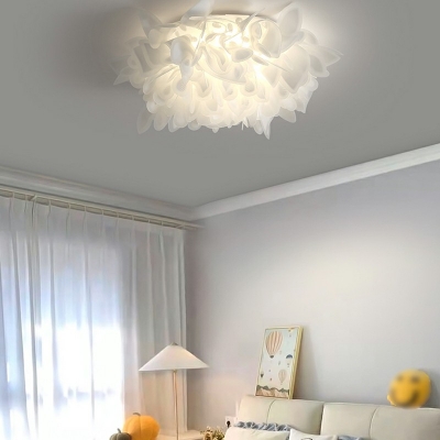 Modern Feather Flush Mount Ceiling Light Fixtures Elegant Close to Ceiling Lamp for Bedroom