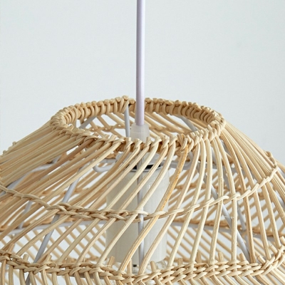 Modern Geometric Pendant Lights Bamboo 1-Light Pendant Light Fixtures in Natural