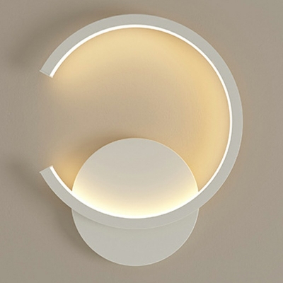 Modern Style Hoop Wall Sconce Lighting Metal 1-Light Wall Light Fixture in White