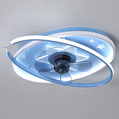 Oval Ceiling Fan Light 3-Light Metal LED Ceiling Fan for Children’s Room