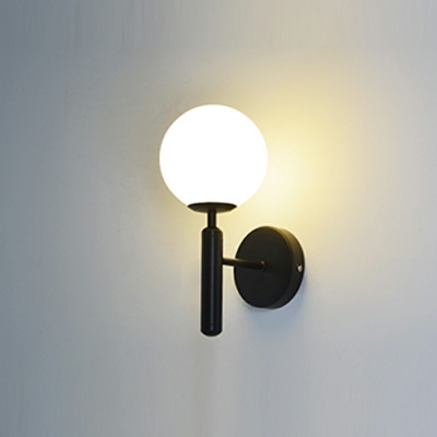 Simplistic Pencil Arm Sconce Light Fixture Glass and Wrought Iron Wall Sconces