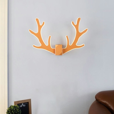 Antler Metal Wall Light Sconces Modern Style 1 Light Wall Lighting Fixtures in White