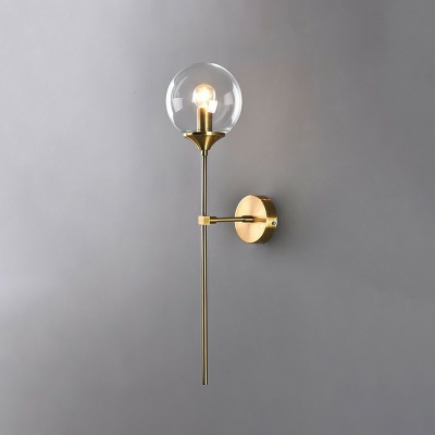Contemporary Pencil Arm Sconce Light Fixture Glass and Wrought Iron Wall Sconces