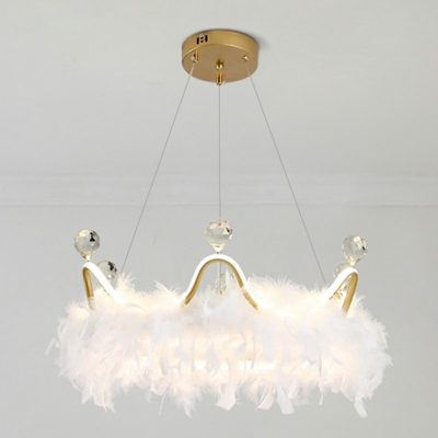 Feather White Suspended Lighting Fixture Modern Chandelier Pendant Light for Living Room