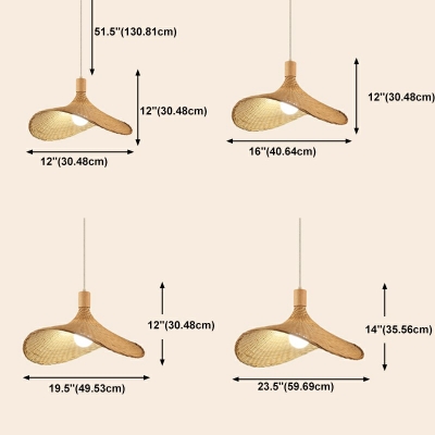 Hat Shape Suspension Pendant Light in Beige Pendant Light for Kitchen