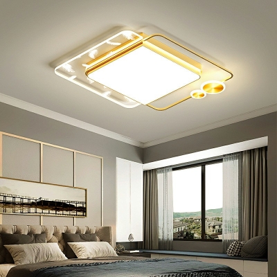 Metal Ultrathin Flush Ceiling Light Modern Style 4 Lights Flush Mount Ceiling Light Fixtures in Gold