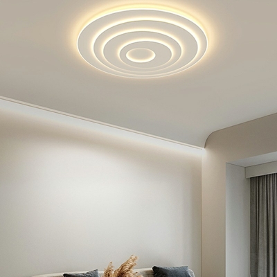 White Ceiling Mount Light Contemporary Geometric Shape Metal Flush Light Fixtures