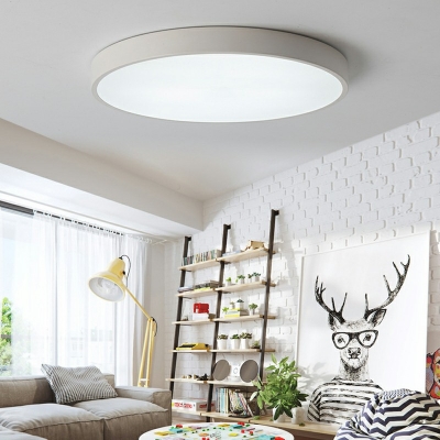 1-Light Flush Mount Lighting Contemporary Style Round Shape Metal Ceiling Mounted Light