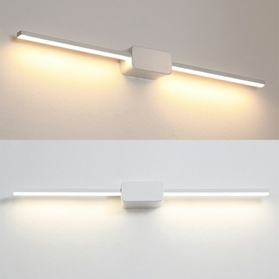 1-Light Flush Mount Wall Sconce Contemporary Style Linear Shape Metal Vanity Mirror Lights