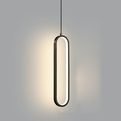1-Light Pendant Lighting Contemporary Style Oval Shape Metal Hanging Light Fixtures