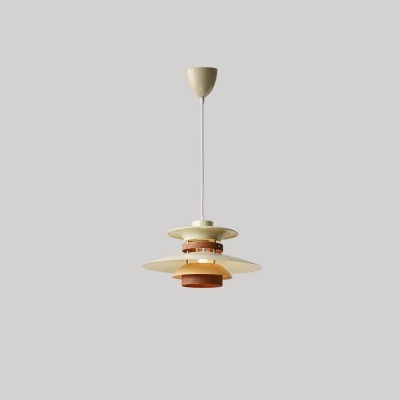 1-Light Pendant Lighting Fixtures Minimalism Style Saucer Shape Wood Hanging Ceiling Light