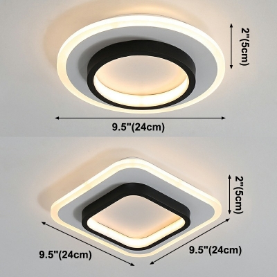2-Light Ceiling Mounted Fixture Contemporary Style Geometric Shape Metal Flushmount Lights