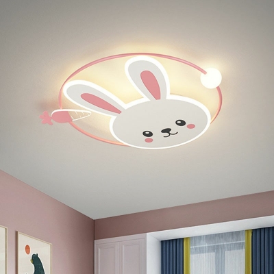2-Light Flush Mount Lighting Contemporary Style Rabbit Shape Metal Ceiling Mounted Light