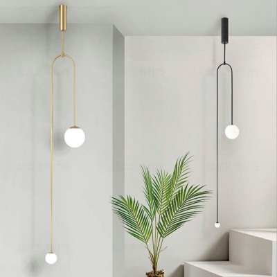 2 Lights Modern Metal Chandelier Lighting Fixtures Minimalism Hanging Ceiling Light for Bedroom