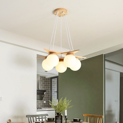 3-Light Chandelier Light Modernist Style Globe Shape Glass Pendant Lighting