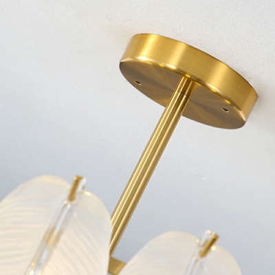 6-Light Hanging Light Fixture Traditional Style  Feather Shape Metal Pendant Lighting