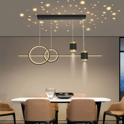 Black Cylinder Island Light Fixture Modern Style Metal 5 Lights Island Lighting Ideas