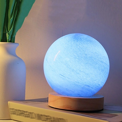 Contemporary Single Light Table Lamps Globe Bedside Reading and Bedroom Lamps