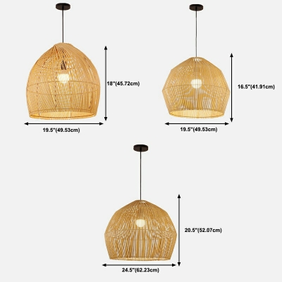 Modern Geometric Pendant Lights Bamboo 1-Light Pendant Ceiling Lights