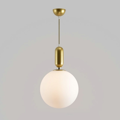 Modern Style Ball Pendant Light Closed Glass 1-Light Hanging Light in White