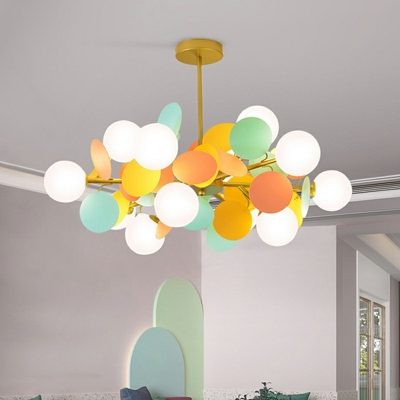 Modern Style Macaron Chandelier Metal Glass Pendant Lighting Fixtures for Bedroom