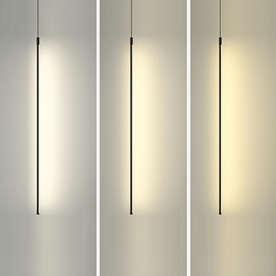 Modern Style Tubular Pendant Lighting Metal 1-Light Pendant Ceiling Lights in Black