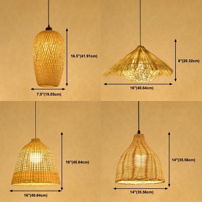 Multi-Shaped Pendant Lighting Contemporary Bamboo 1-Light Pendant