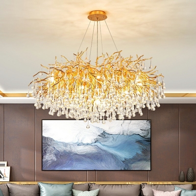 Tassel Hanging Pendant Lights Gold Modern Chandelier Lighting Fixtures for Living Room