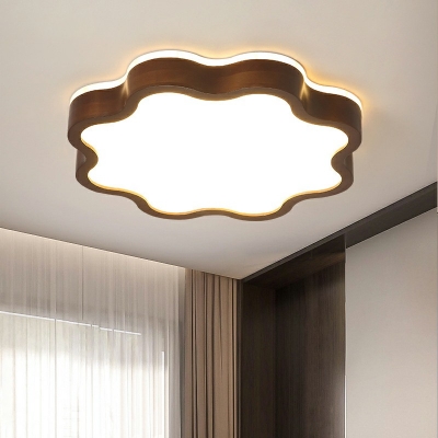 Walnut Flush Mount Ceiling Light Cloud Shape LED Ceiling Light for Bedroom