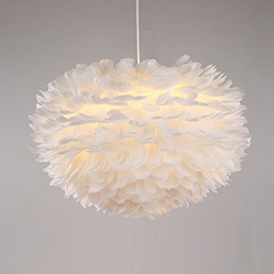 White Feather Hanging Light Fixtures Modern Chandelier Pendant Light for Living Room
