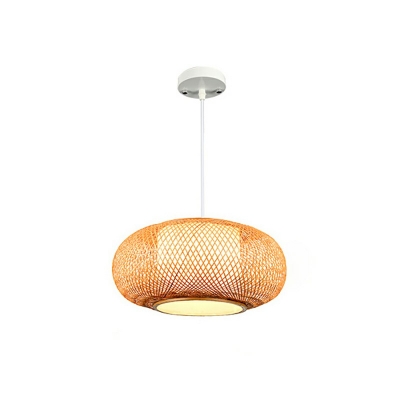 1 Light Beige Suspension Pendant Light Bamboo Hanging Lamp for Dining Room