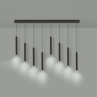 1 Light Cylinder Pendant Lighting Modern Style Metal Pendant Light Fixture in Black