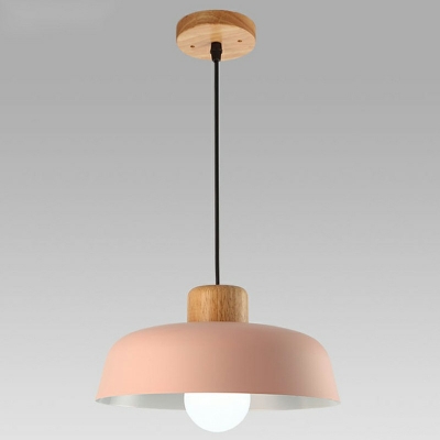 1-Light Suspension Pendant Minimalistic Style Geometric Shape Wood Hanging Ceiling Lights
