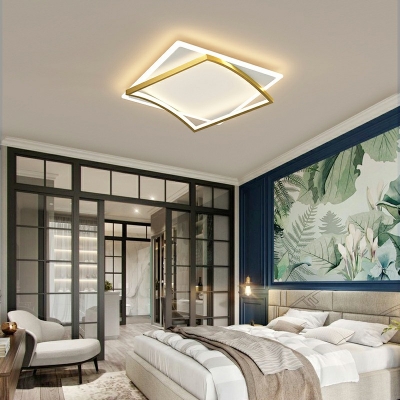 2-Light Light Fixtures Ceiling Minimalism Style Geometric Shape Metal Flushmount Lights