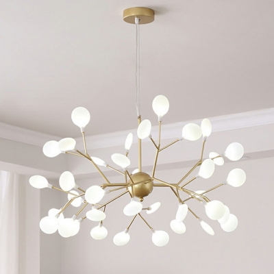 27-Light Hanging Light Fixture Contemporary Style Branch Shape Metal Pendant Lighting