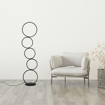 5 Lights Floor Lamp Round Shade Metal Standard Lamp for Living Room