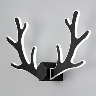 Antler Metal Wall Light Sconces Modern Style 1 Light Wall Lighting Fixtures in White