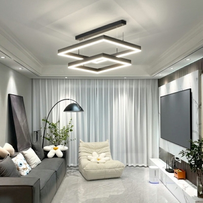 Black Metal Chandelier LED Modern Lighting Chandelier for Living Room