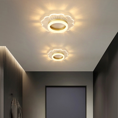 Contemporary Crystal Glass Ceiling Light Fixture Ambient Indoor Lighting with Hole 2.2-3.2'' Dia