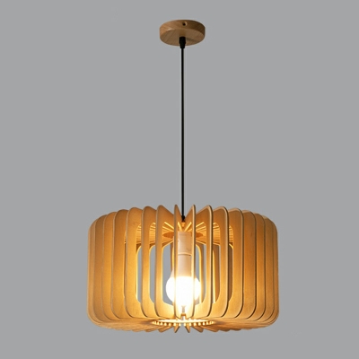 Contemporary Wood Pendant Light 1 Light White Light Hanging Light for Living Room