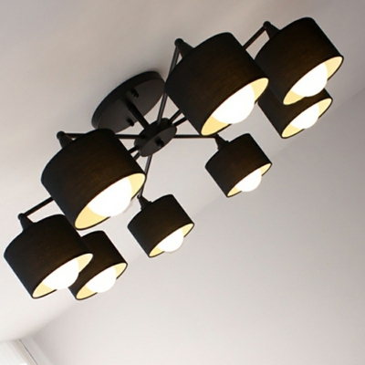 Drum Fabric Flush Mount Ceiling Light Fixtures Modern Close to Ceiling Lamp for Living Room
