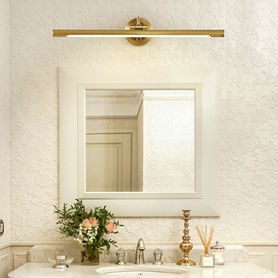 Mid Century Contemporary Bathroom Vanity Light in Natural Light Metal LED Wall Light