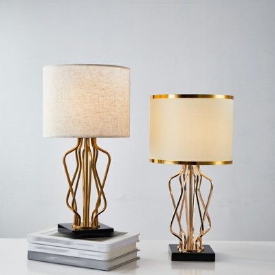 Modern 1 Light Metal Desk Lamp Cylindrical Table Light for Living Room