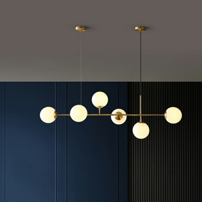 Modern Spherical Glass Shade Island Pendant Light Multi Lights Hanging Light Fixture