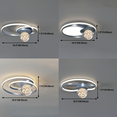 Modern Style Circular Flush Ceiling Light Metal 3-Lights Flush Mount Lighting Fixtures in Grey