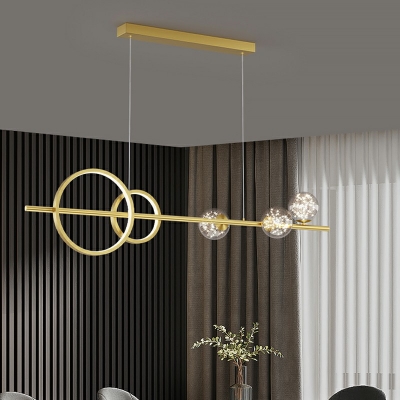 Simple Globe Island Chandelier Lights Metal and Acrylic Pendant Lighting Fixtures
