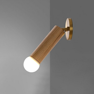 Simplistic Warm Light Cylindrical Wall Mounted Light Fixture Wood Wall Light Sconces