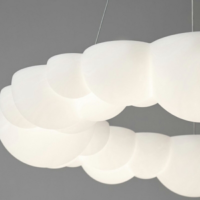 White Hanging Lamp Minimalist Style Plastic Chandelier Pendant Light for Bedroom