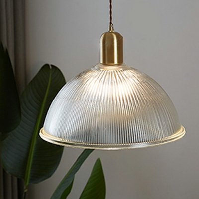1 Light Bowl Pendant Lighting Fixtures Modern Style Prismatic Glass Pendant Lamp in Beige