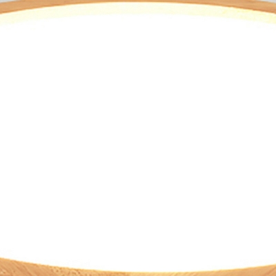1-Light Close To Ceiling Light Minimalism Style Round Shape Wood Flush Light